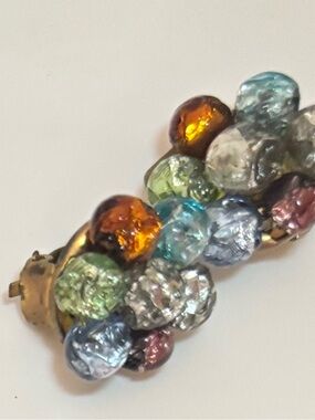 Vintage Made in Italy Multicolor Beaded Cluster Clip-on Earrings
